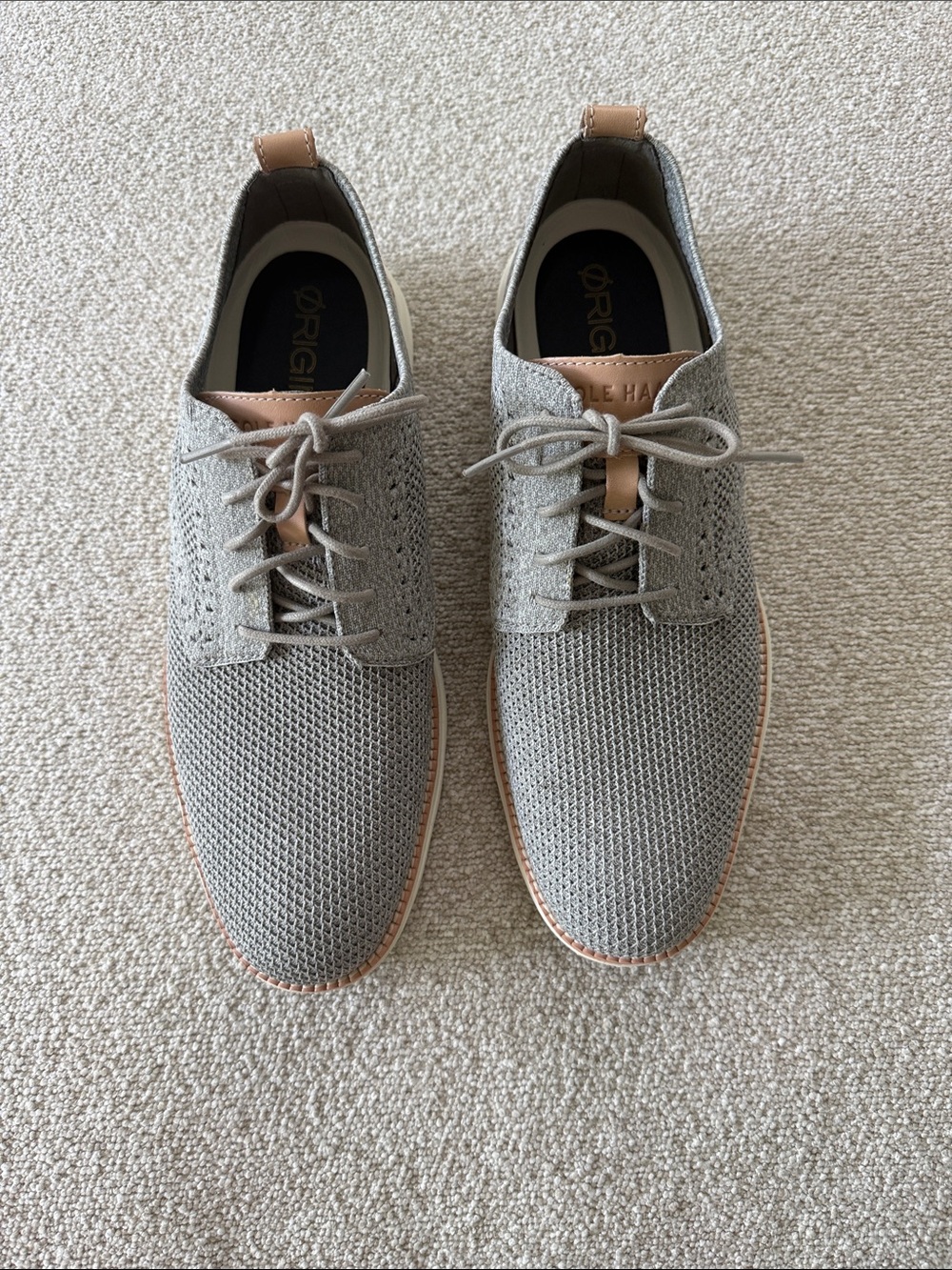 Men’s Cole Haan Gray Knit Oxfords with Tan Accents